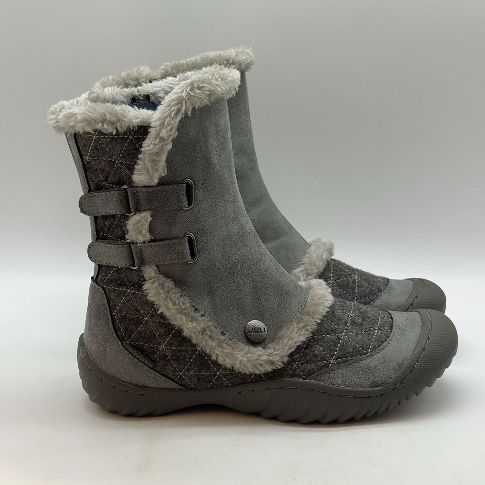 JBU Iceburg JB15ICE50 Women's 7M Gray Faux Fur Lined Side Zip Winter Boots